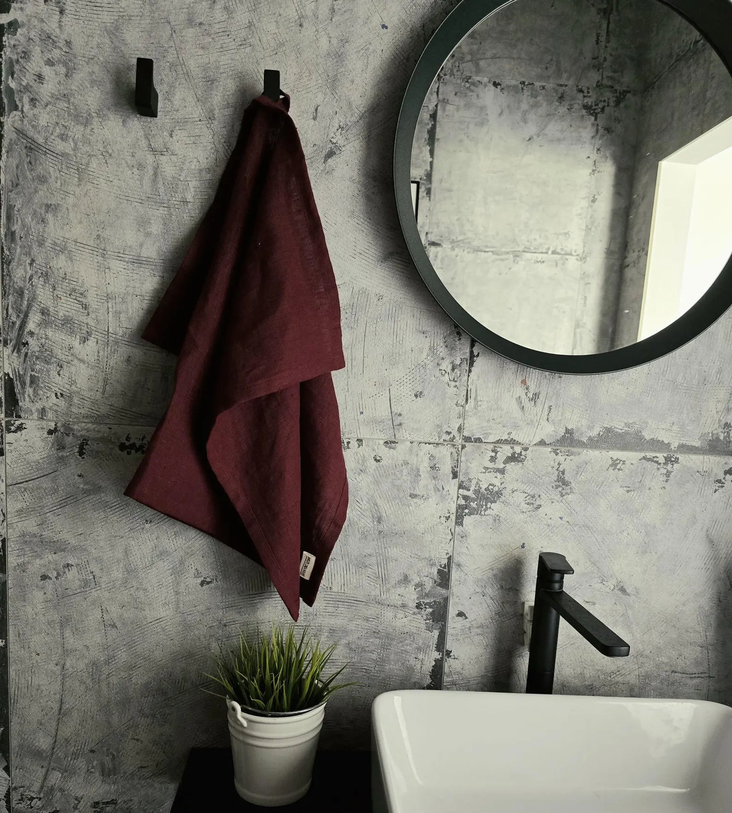 Thick linen towels / Softened linen towel / BURGUNDY bath towel / Guest bath linen towel / bath sheet