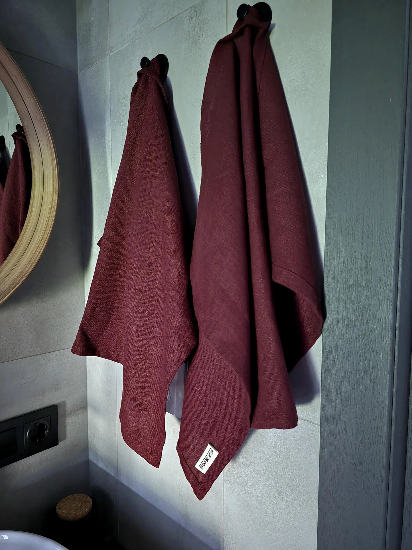 Thick linen towels / Softened linen towel / BURGUNDY bath towel / Guest bath linen towel / bath sheet