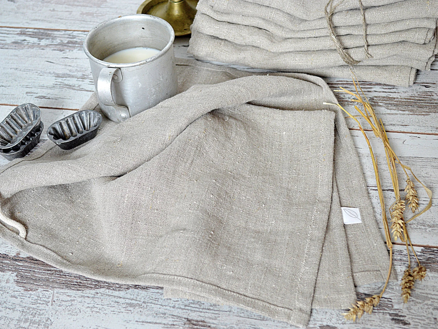 Thick Linen towels / Natural undyed linen towel / Simple rustic hand face tea dishcloths towels / Washed rough linen
