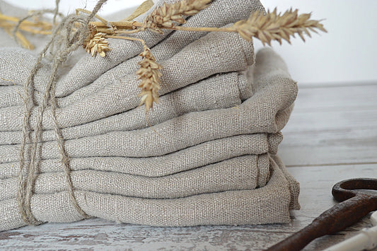 Thick Linen towels / Natural undyed linen towel / Simple rustic hand face tea dishcloths towels / Washed rough linen