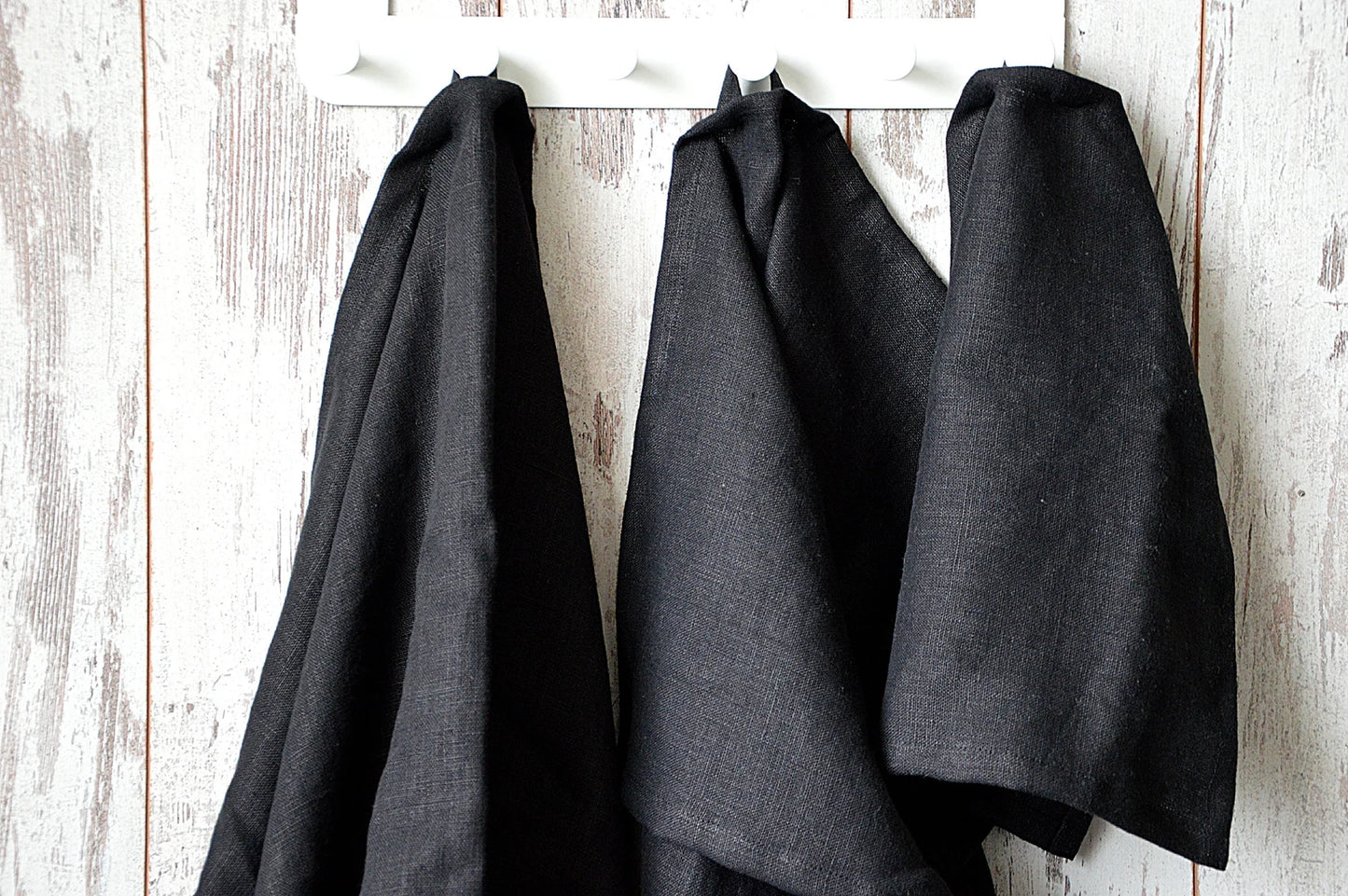 Thick linen towel / Deep black linen towels / Simple hand / face / tea towels / Softened 100% linen towels / Guest linen towels