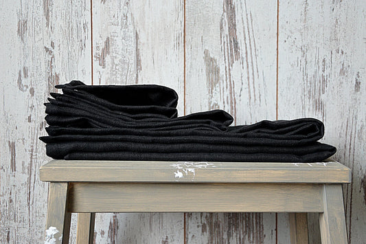 Thick linen towel / Deep black linen towels / Simple hand / face / tea towels / Softened 100% linen towels / Guest linen towels