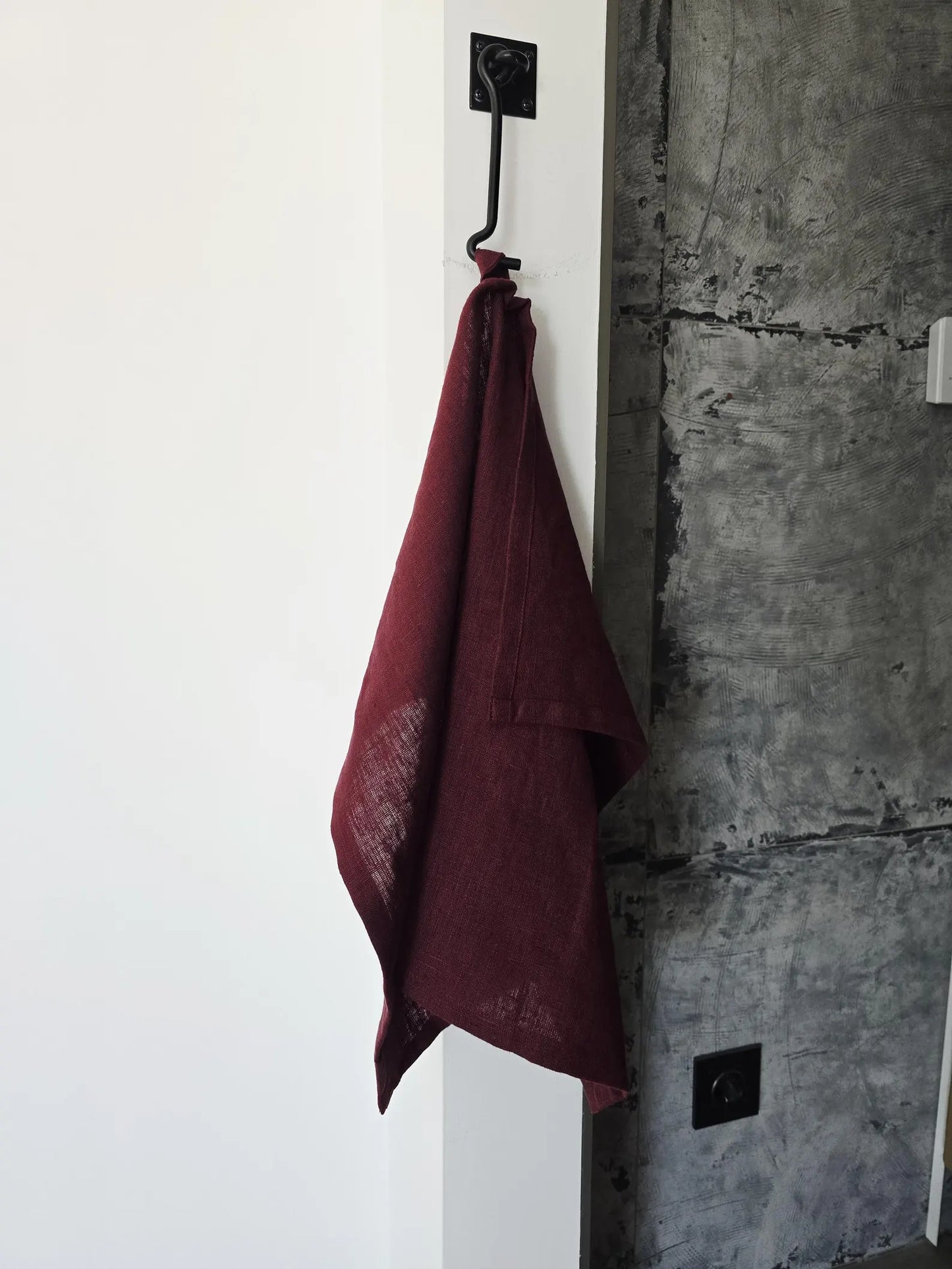 Thick linen towels / Softened linen towel / BURGUNDY bath towel / Guest bath linen towel / bath sheet